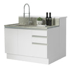 Isla de Cocina 120 cm 2 Puertas 3 Cajones Sin Encimera Blanco Glamy Madesa