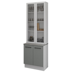 Kit Gabinete Bajo 2 Puertas y Vitrina 70 cm Blanco/Gris Agata Madesa