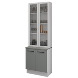 Kit Gabinete + Vitrina 70cm Blanco/Gris Agata 01