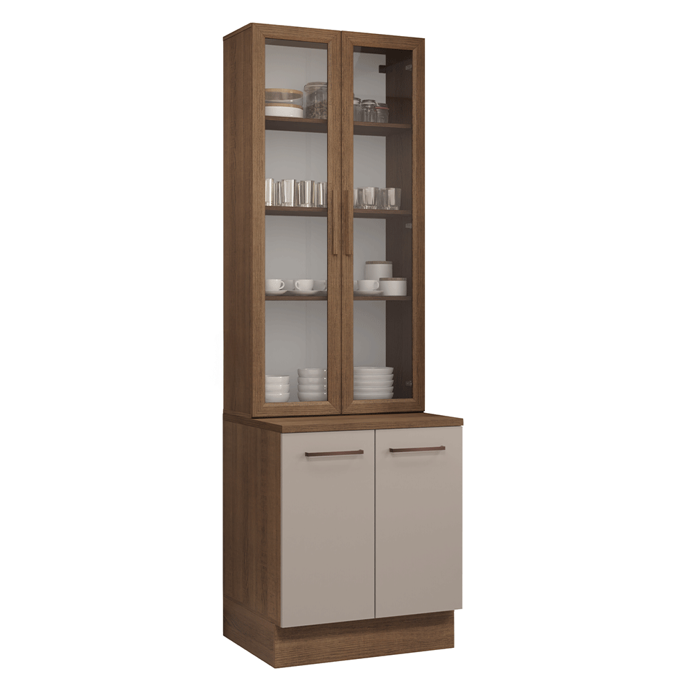 Kit Gabinete + Vitrina 70 cm Marrón/Crema Agata 02