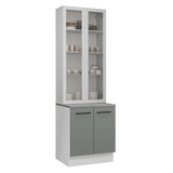 Kit Gabinete + Vitrina 70 cm Blanco/Gris Agata 02