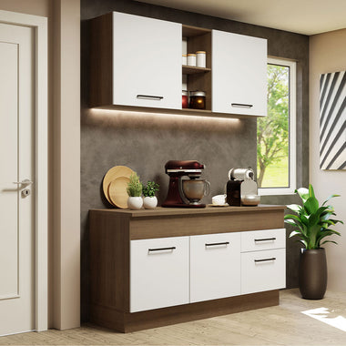 Cocina Compacta 150 cm Marrón/Blanco Agata Madesa