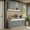 Cocina Compacta 150 x 52 cm 4 Puertas 2 Cajones Blanco/Gris Agata Madesa 01