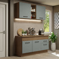 Cocina Compacta 150 x 52 cm 4 Puertas 2 Cajones Marrón/Gris Agata Madesa 01