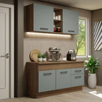 Cocina Compacta 150 x 52 cm 4 Puertas 2 Cajones Marrón/Gris Agata Madesa 01