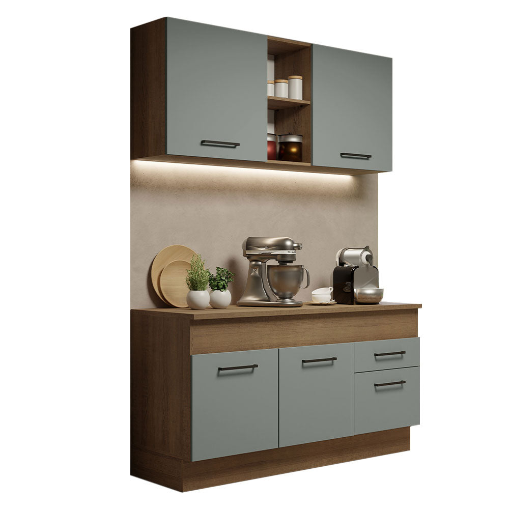 Cocina Integral 150cm Marrón/Gris Agata 01
