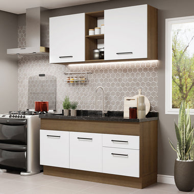 Cocina Compacta 150 cm Marrón/Blanco Agata Madesa