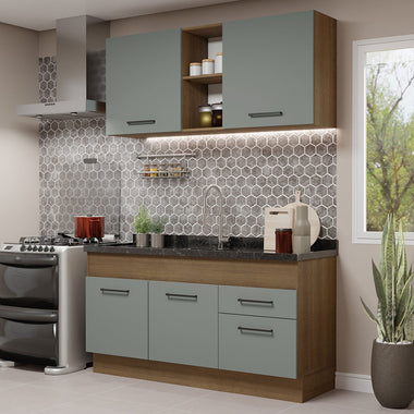 Cocina Compacta 150 cm Marrón/Gris Agata Madesa