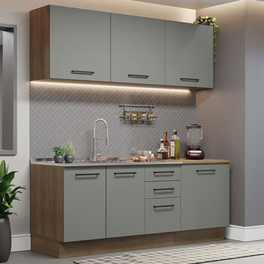 Cocina Compacta 180 cm Marrón/Gris Agata Madesa