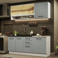 Cocina Compacta 180 x 52 cm 6 Puertas 3 Cajones Blanco/Gris Agata Madesa 02