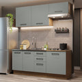 Cocina Compacta 180 x 52 cm 6 Puertas 3 Cajones Marrón/Gris Agata Madesa 03