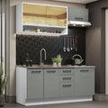 Cocina Compacta 180 x 52 cm 6 Puertas 3 Cajones Blanco/Gris Agata Madesa 04