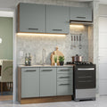 Cocina Compacta 180 x 52 cm 5 Puertas 3 Cajones Marrón/Gris Agata Madesa