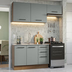 Cocina Compacta 180 x 52 cm 5 Puertas 3 Cajones Marrón/Gris Agata Madesa