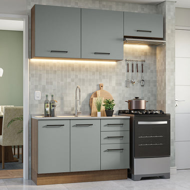 Cocina Compacta 180 cm Marrón/Gris Agata Madesa