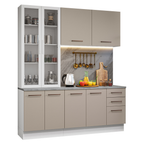 Cocina Compacta 190 cm Con Vitrina Blanco/Crema Agata Madesa