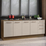 Mueble de Cocina 200cm Con Tarja Agata Marrón/Crema