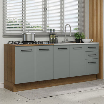 Cocina Compacta 200cm Marrón/Gris Agata 02
