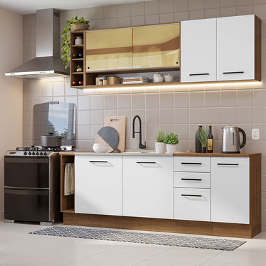 Cocina Integral 220 cm Marrón/Blanco Agata Madesa