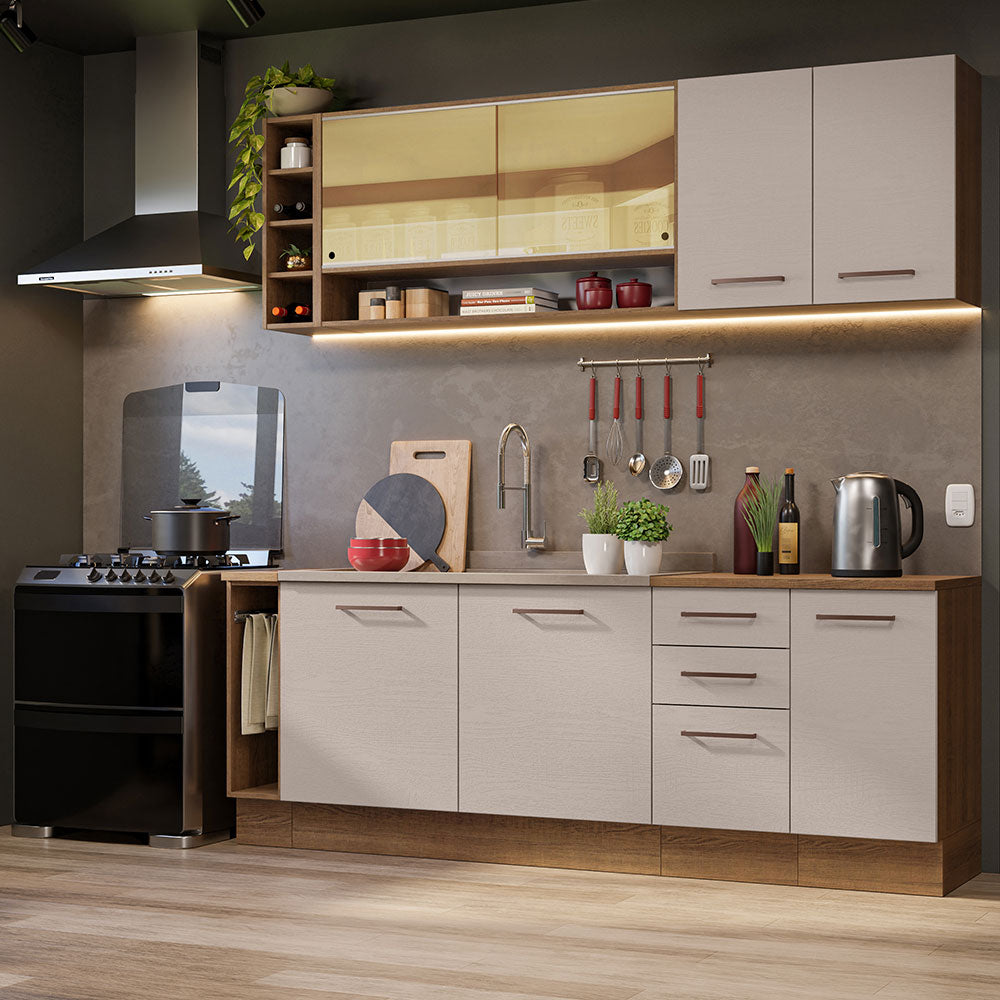 Cocina Integral 220 cm Marrón/Crema Agata Madesa