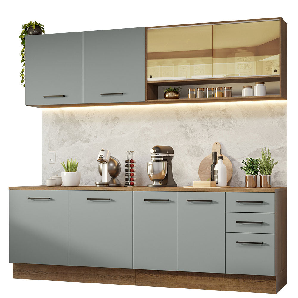 Cocina Integral 240 x 60cm Marrón/Gris Agata 01