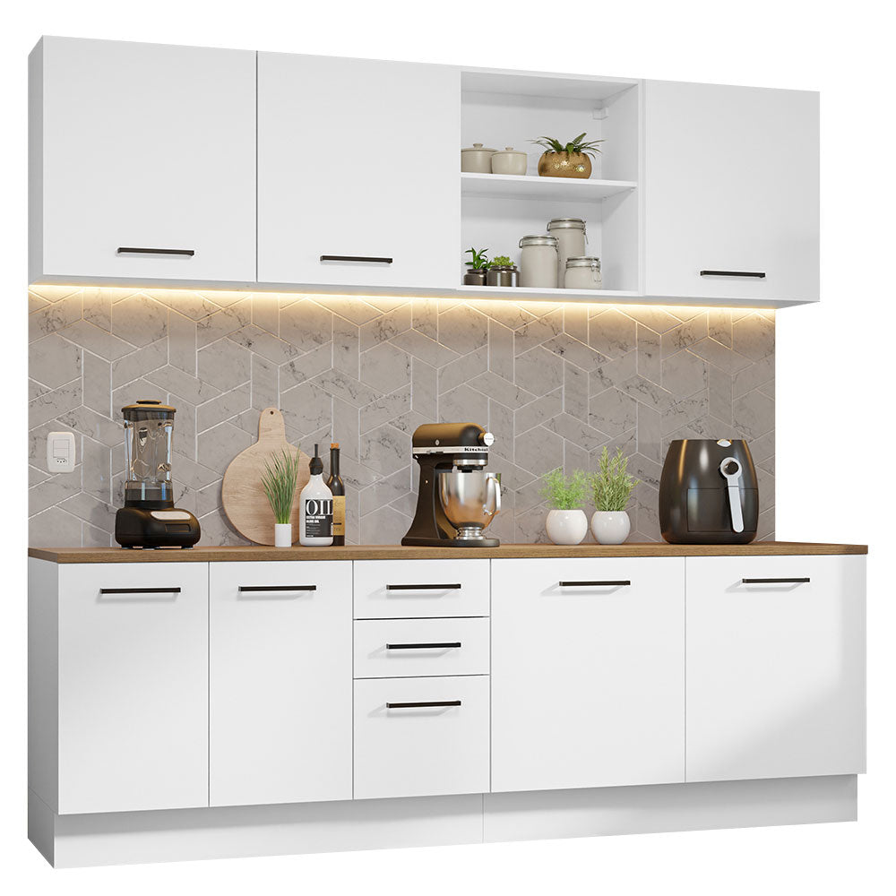 Cocina Integral 240 x 60 cm Blanco/Marrón Agata 02