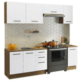 Cocina Integral con Accesorios 240 x 60cm Agata Marrón/Blanco