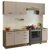 Cocina Integral con Accesorios 240 x 60cm Agata Marrón/Crema