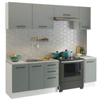 Cocina Compacta 240 cm Blanco/Gris Agata Madesa