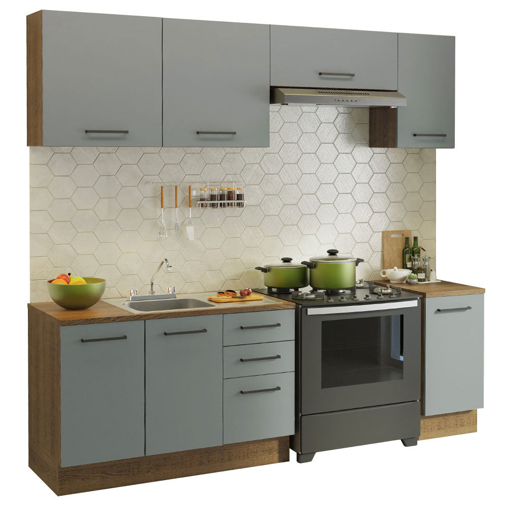Cocina Integral 240cm Marrón/Gris Agata 03