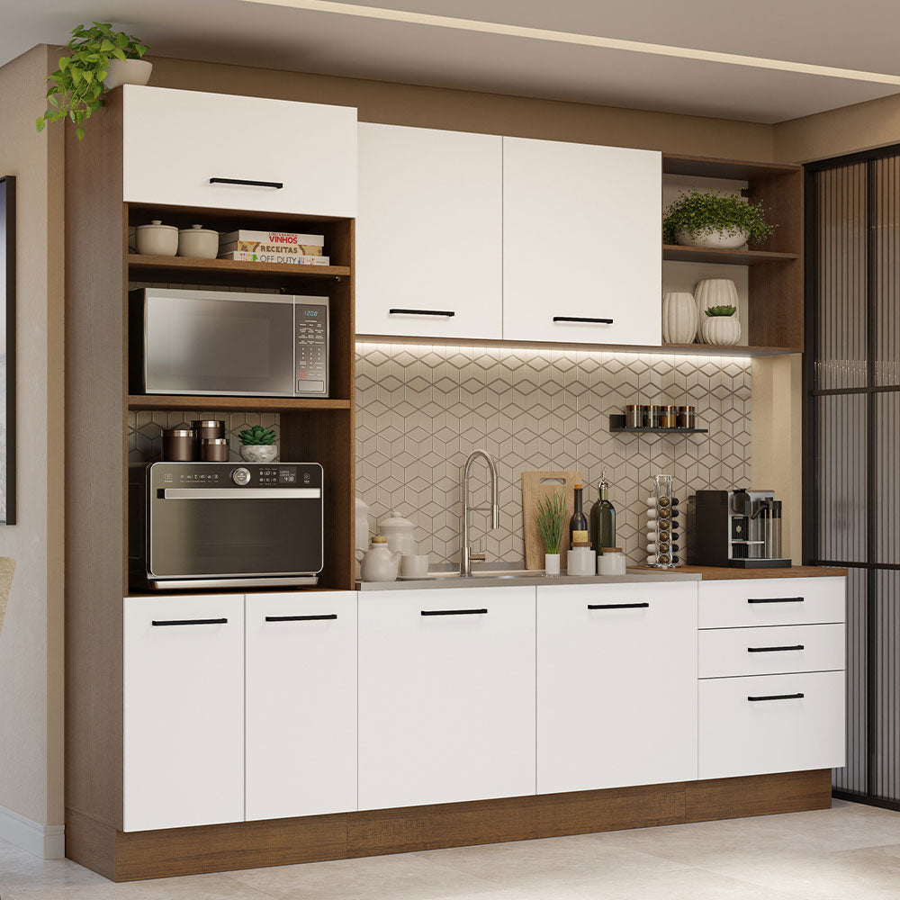 Cocina Integral 250 cm Con Mueble para Horno Marrón/Blanco Agata Madesa