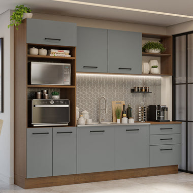 Cocina Integral 250 cm Con Mueble para Horno Marrón/Gris Agata Madesa