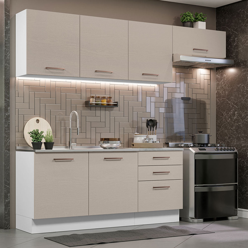 Cocina Integral 260cm Blanco/Crema Agata 02