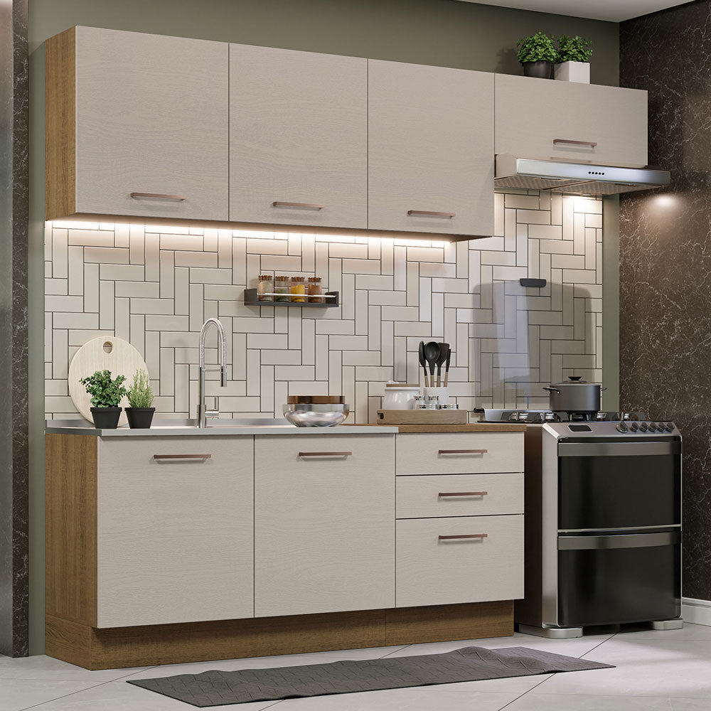 Cocina Integral 260cm Marrón/Crema Agata 02
