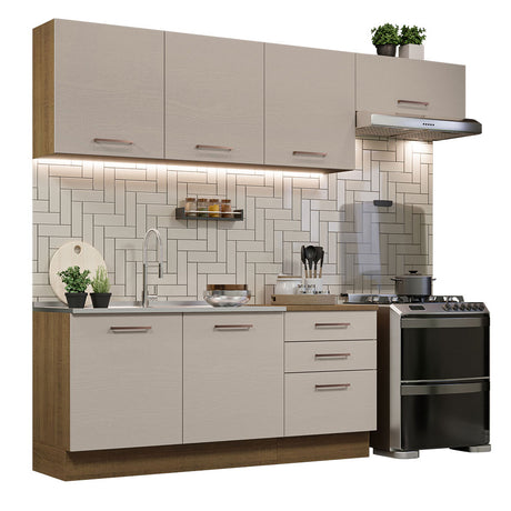 Cocina Integral 260cm Marrón/Crema Agata Madesa 02