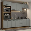 Cocina Integral 270 x 52 cm 10 Puertas 3 Cajones Marrón/Gris Agata Madesa