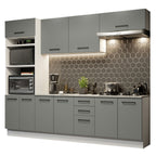 Cocina Integral 270 x 52 cm 10 Puertas 3 Cajones Blanco/Gris Agata Madesa 02