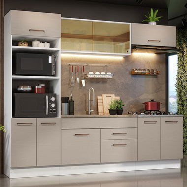 Cocina Integral 270 cm Blanco/Crema Agata Madesa