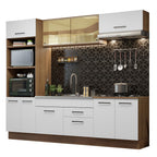 Cocina Integral 270 x 52 cm 9 Puertas 2 Cajones Marrón/Blanco Agata Madesa