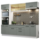 Cocina Integral 270 x 52 cm 9 Puertas 2 Cajones Blanco/Gris Agata Madesa
