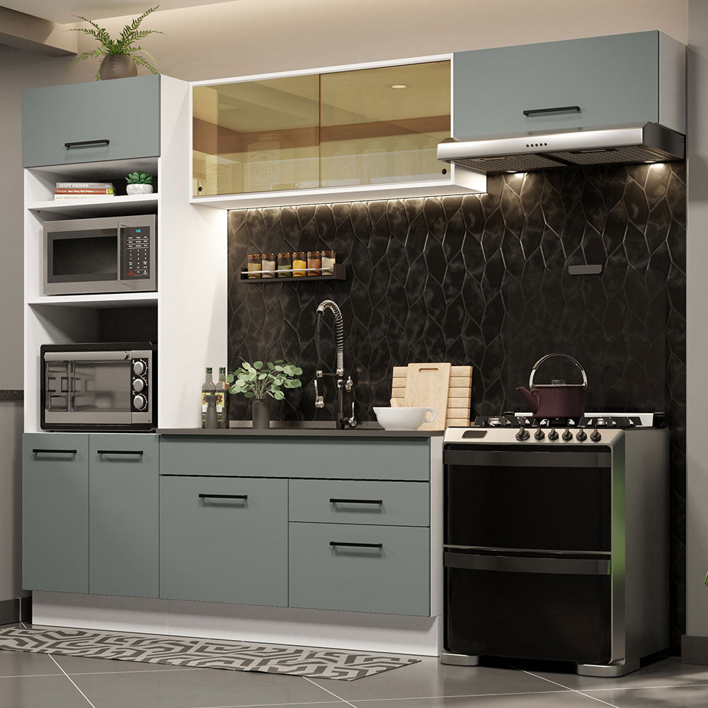 Cocina Integral 270cm Blanco/Gris Agata 04