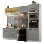Cocina Integral 270 x 52 cm 7 Puertas 2 Cajones Blanco/Gris Agata Madesa 05