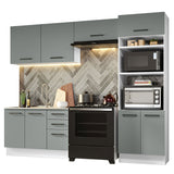 Cocina Integral 270cm Blanco/Gris Agata 08