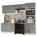 Cocina Integral 270 x 52 cm 8 Puertas 3 Cajones Blanco/Gris Agata Madesa 08