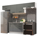 Cocina Integral 280 x 52 cm 5 Puertas 3 Cajones Blanco/Gris Agata Madesa 02