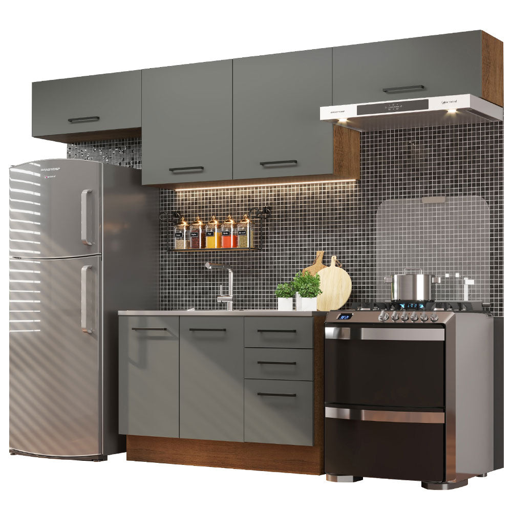 Cocina Integral 280 x 52 cm Marrón/Gris Agata Madesa
