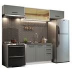 Cocina Integral 280 x 52 cm 5 Puertas 3 Cajones Blanco/Gris Agata Madesa 03