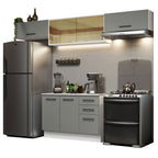 Cocina Integral 280 x 52 cm 5 Puertas 3 Cajones Blanco/Gris Agata Madesa 04