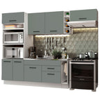 Cocina Integral 290 x 52 cm 7 Puertas 2 Cajones Con Mueble para Horno Blanco/Gris Agata Madesa