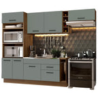 Cocina Integral 290 x 52 cm 7 Puertas 2 Cajones Con Mueble para Horno Marrón/Gris Agata Madesa